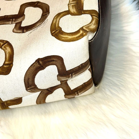 🍒GUCCI🍒 Large Horsebit Canvas/Brown Leather Beach/Shoulder Bag - Picture 13 of 13